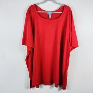 Liz & Me Size 4X 30 32 Essentials Short Sleeve Tee Top Coral Cotton Blend